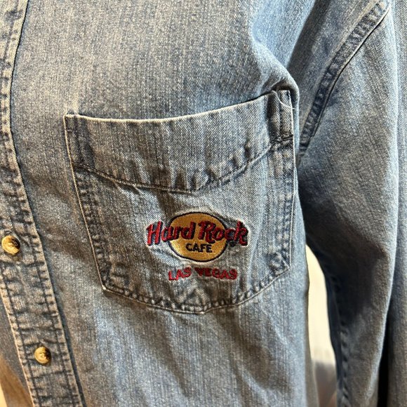 Authentic Long Sleeve Hard Rock Cafe Las Vegas Denim Shirt - Picture 2 of 6
